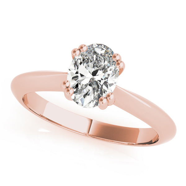 14K Rose Gold Oval Diamond Solitaire Ring