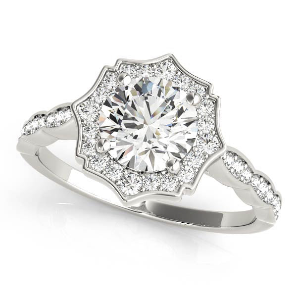 Premium Round Diamond Halo Engagement Ring