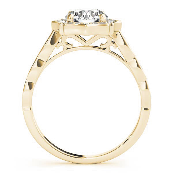 14K Yellow Gold Round Diamond Engagement Ring