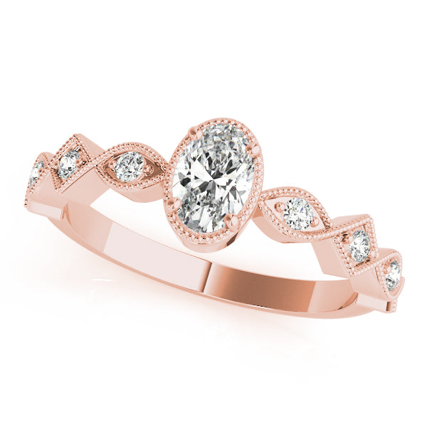 Rose Gold 1/2 CT Diamond Oval Engagement Ring