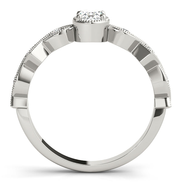 18K White Gold 0.5 CT Diamond Oval Engagement Ring