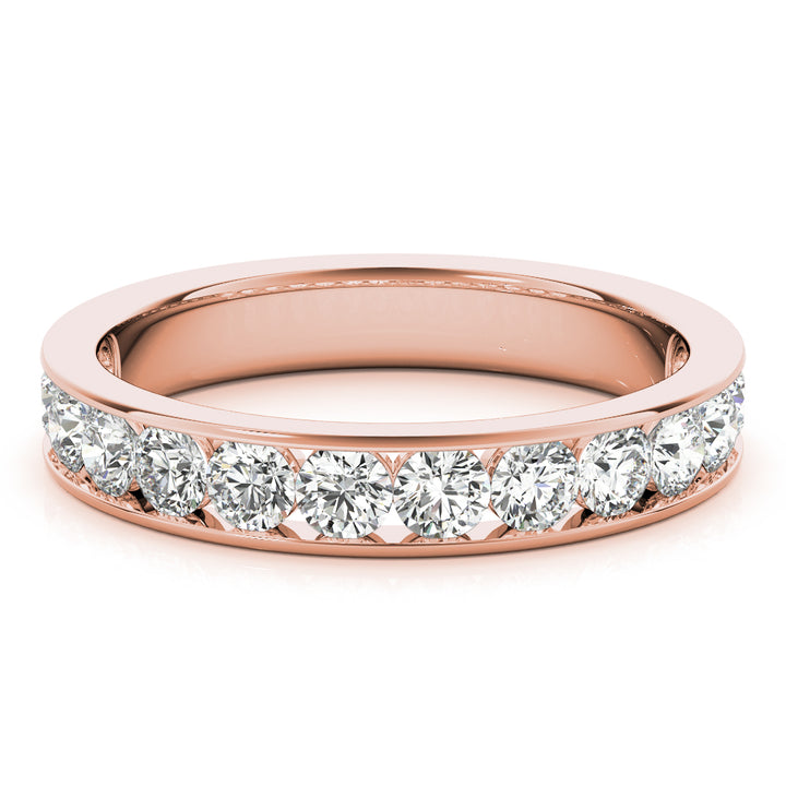 14K Rose Gold 1 CT Diamond Wedding Band