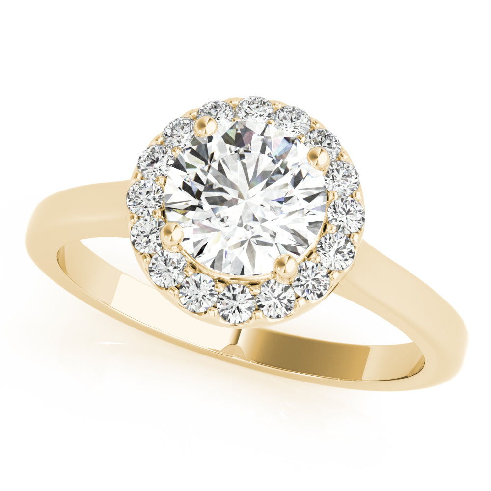 14K Yellow Gold 1 ct Diamond Halo Engagement Ring