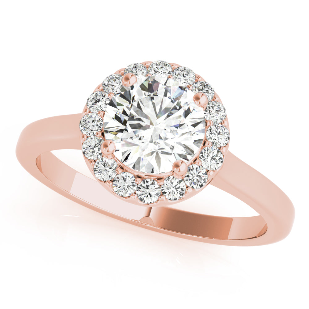 14K Rose Gold 1 ct Diamond Halo Engagement Ring