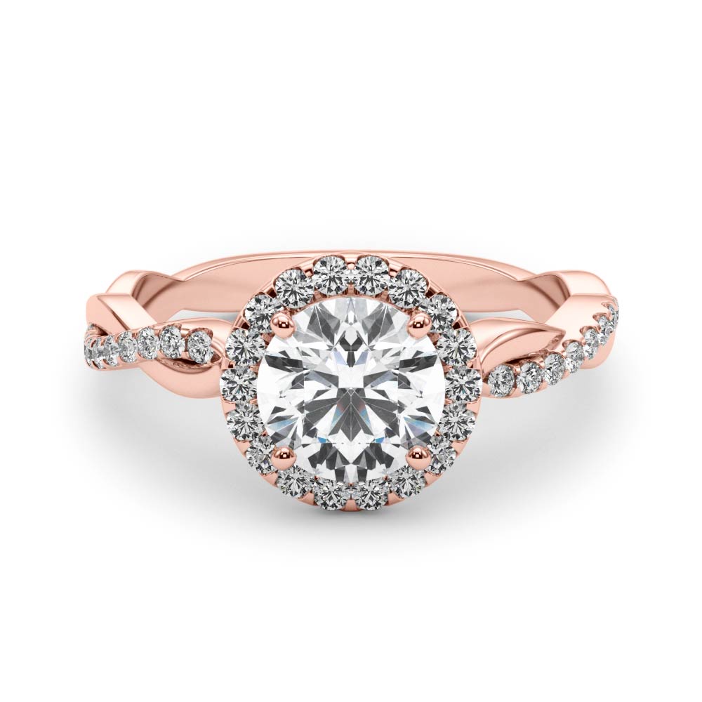 14K Rose Gold 1 CT Diamond Halo Engagement Ring