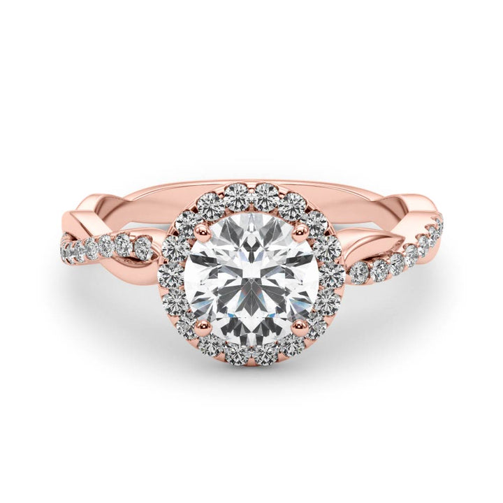 14K Rose Gold 1 CT Diamond Halo Engagement Ring