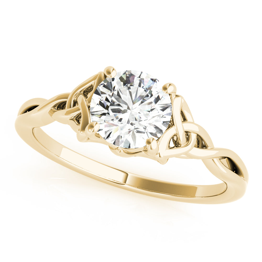 14K Yellow Gold 1/2 CT Round Diamond Engagement Ring