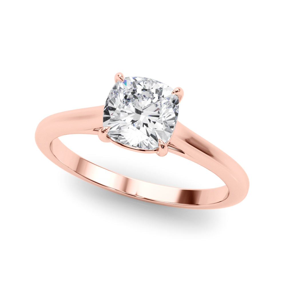 14K Rose Gold Cushion Diamond Solitaire Ring