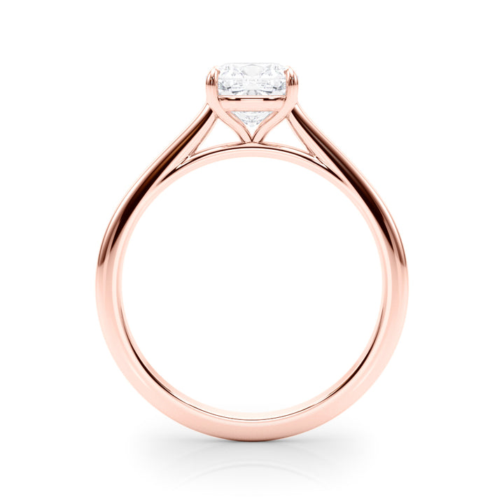 14K Rose Gold Cushion Diamond Solitaire Ring