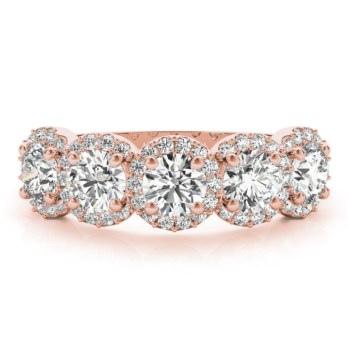 14K Rose Gold Multi-Diamond Wedding Ring