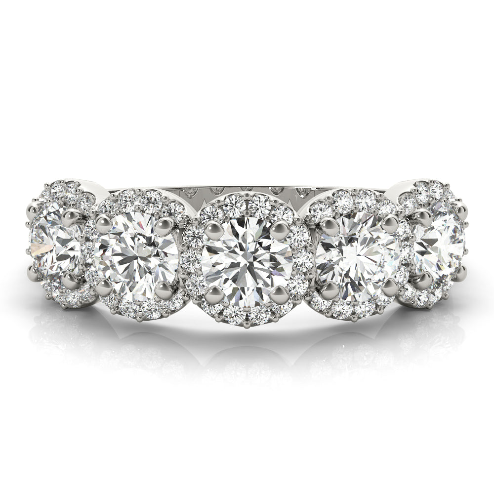 14K White Multi-Diamond Wedding Ring