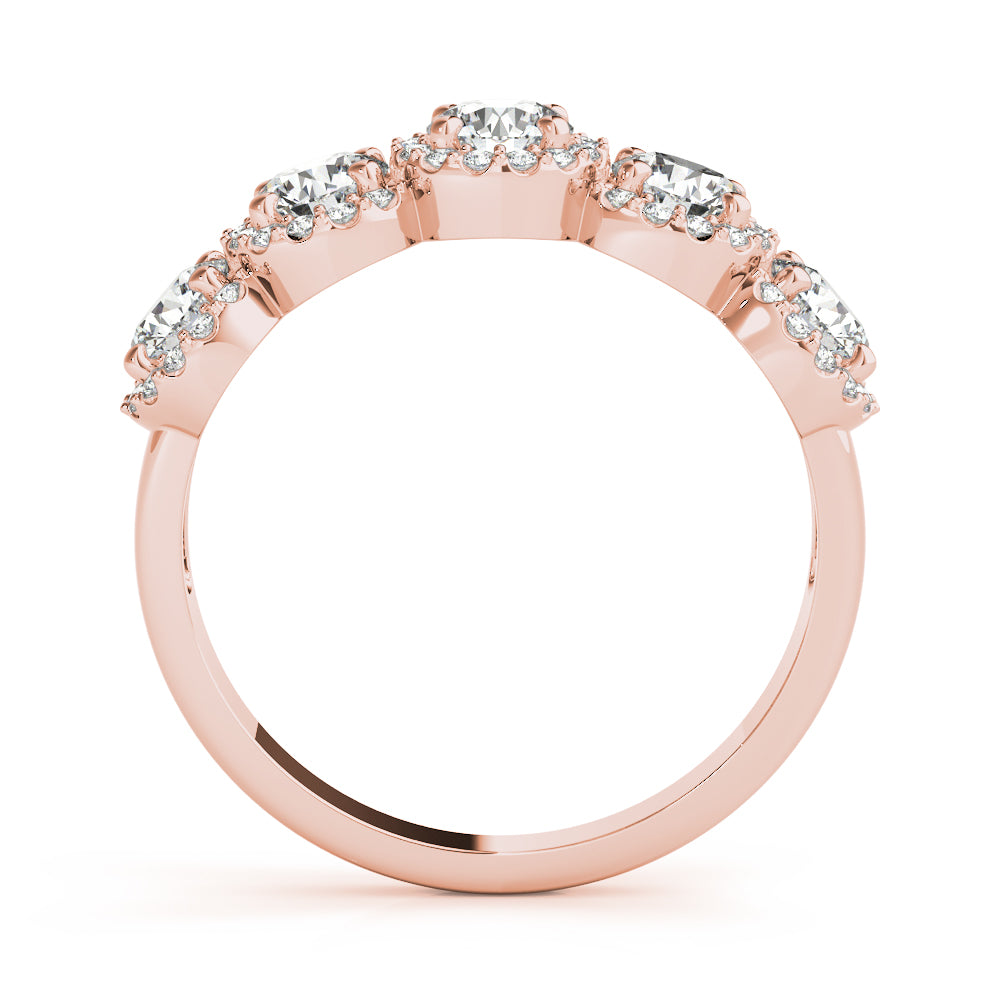 14K Rose Gold Multi-Diamond Wedding Ring