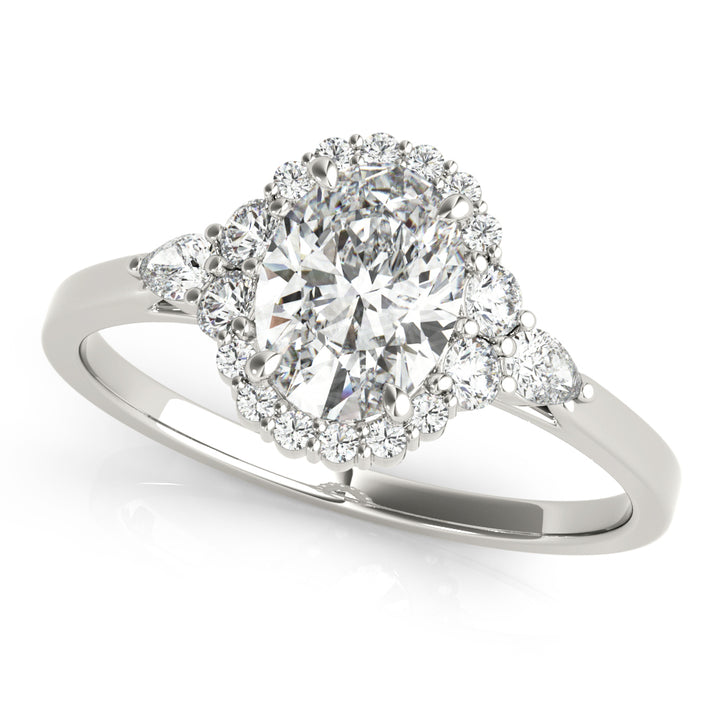 Oval Diamond Halo Engagement Ring