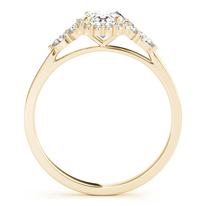 14K Yellow Gold Oval Diamond Halo Engagement Ring
