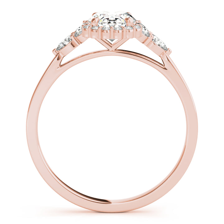 14K Rose Gold Oval Diamond Halo Engagement Ring
