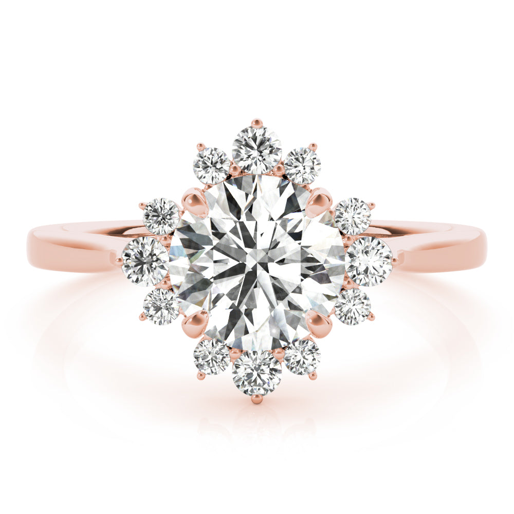 14K Rose Gold 1 CT Diamond Halo Engagement Ring