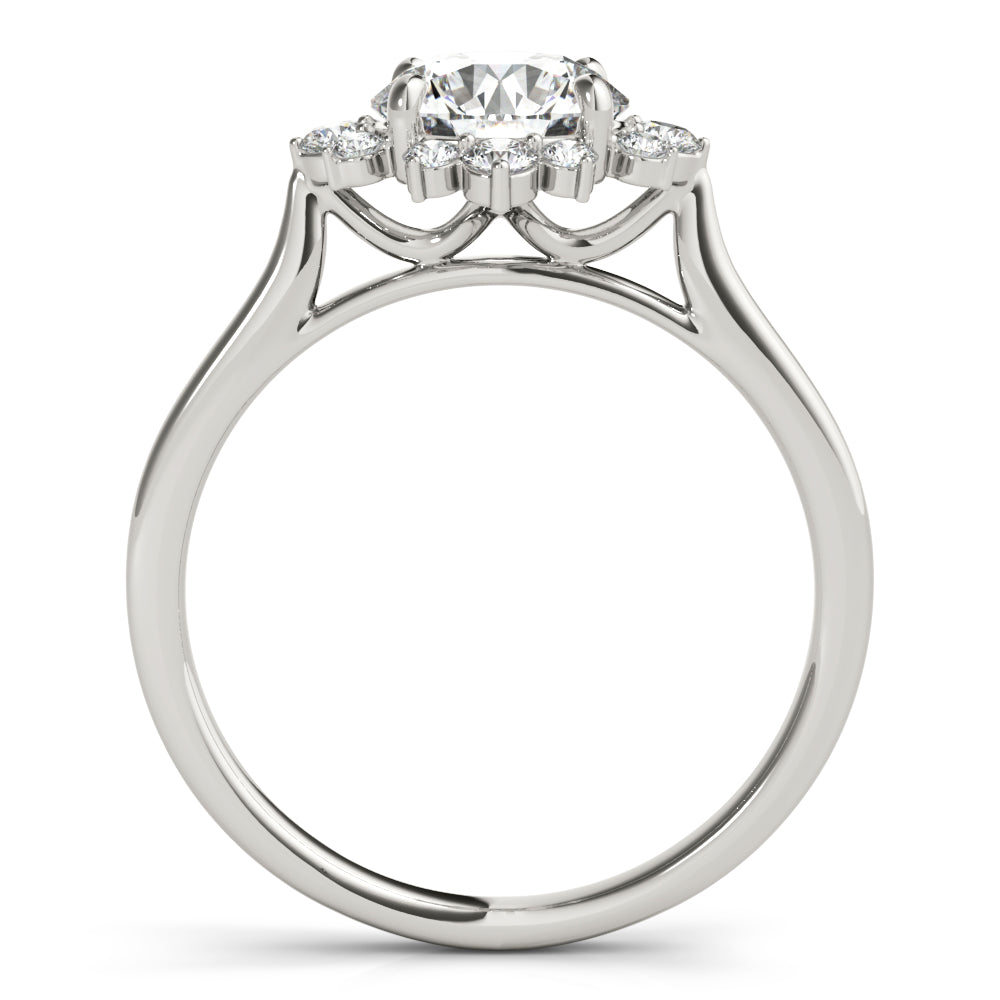 18K White Gold Round Diamond Halo Engagement Ring