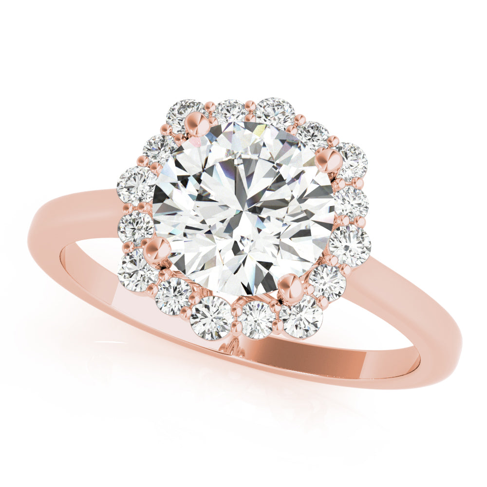 14K Rose Gold 1 CT Diamond Halo Engagement Ring