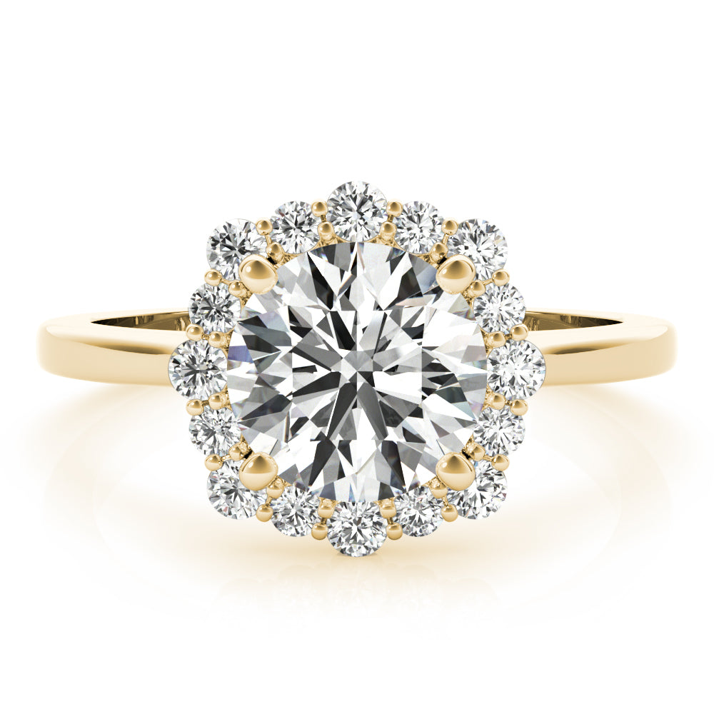 14K Yellow Gold 1 CT Diamond Halo Engagement Ring