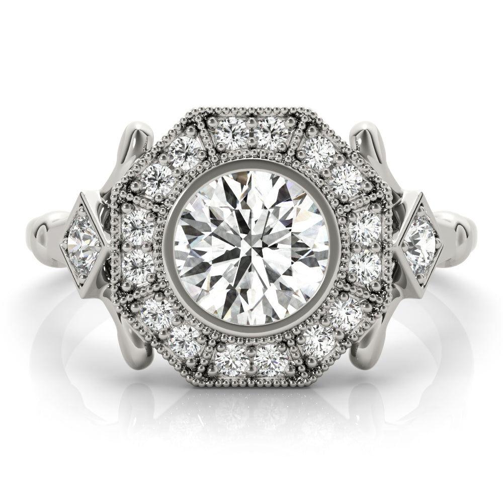 Premium Round Diamond Halo Engagement Ring