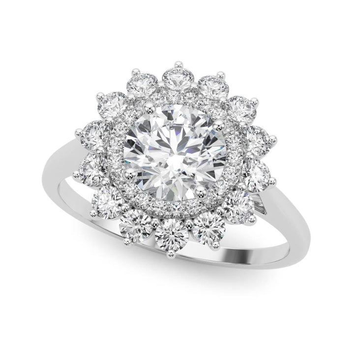 Platinum 1.625ctw Round Diamond Halo Engagement Ring