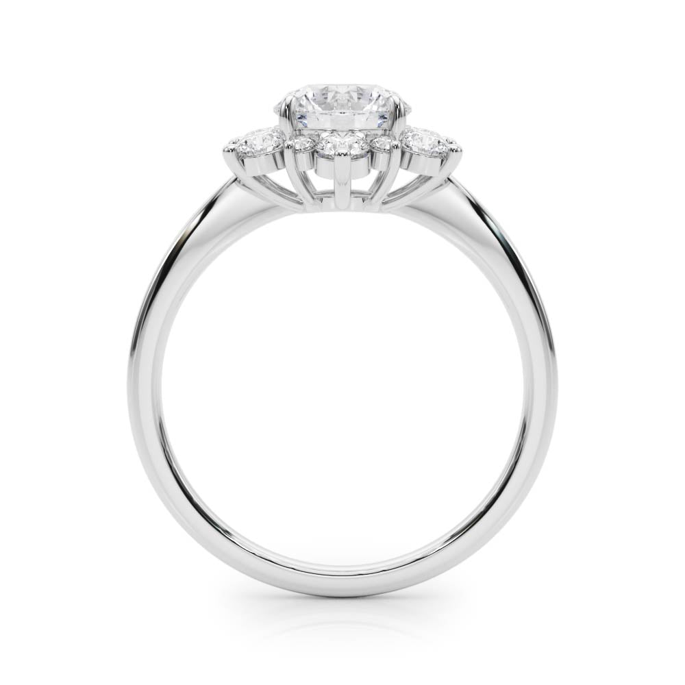 Platinum 1.5 CT TW Round Diamond Halo Engagement Ring