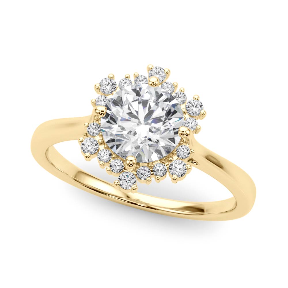 14K Yellow Gold 1 CT Diamond Halo Engagement Ring