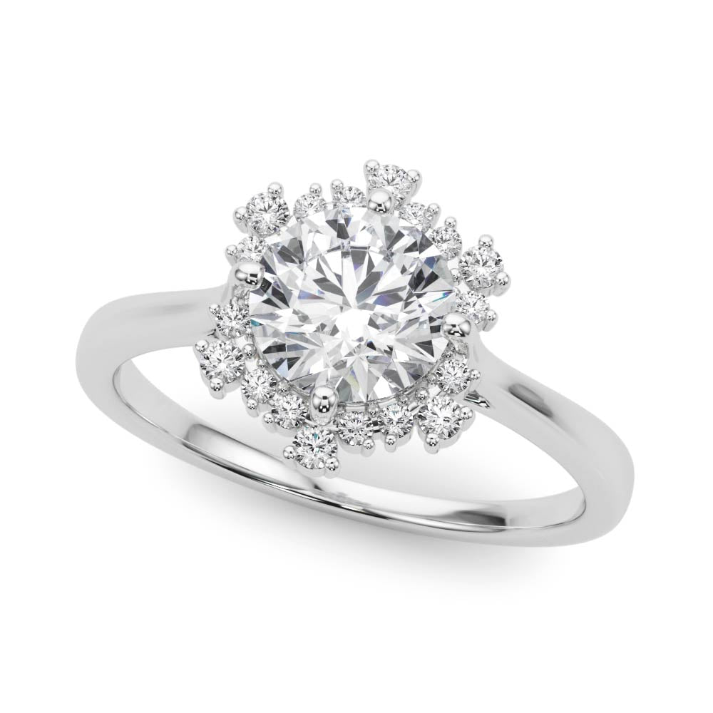 Platinum 1 CT Diamond Halo Engagement Ring