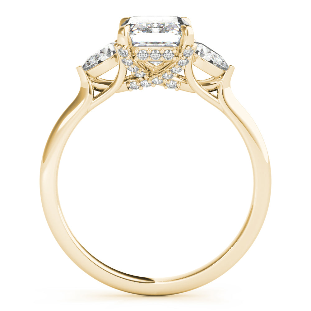 14K Yellow Gold Emerald Diamond Engagement Ring