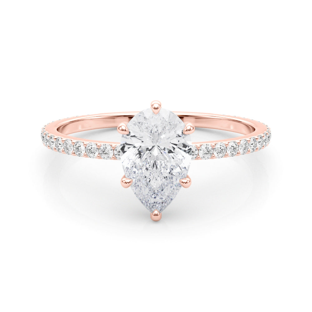18K Rose Gold Diamond Halo Engagement Ring