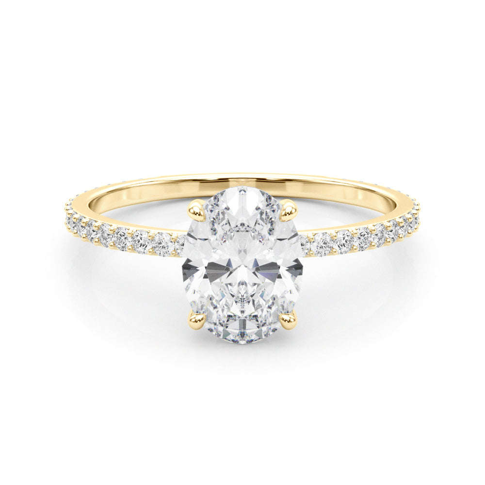 18K Yellow Gold Oval Diamond Halo Engagement Ring