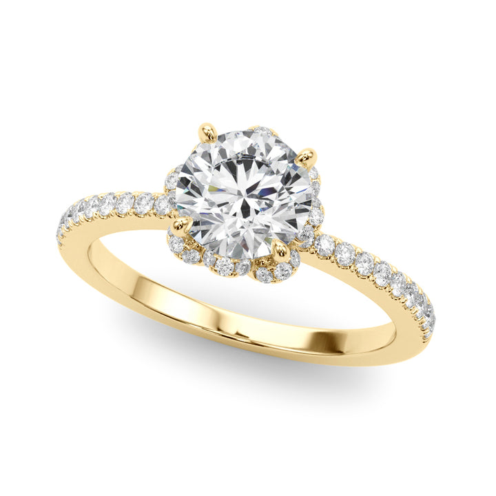 14K Yellow Gold Round Diamond Engagement Ring