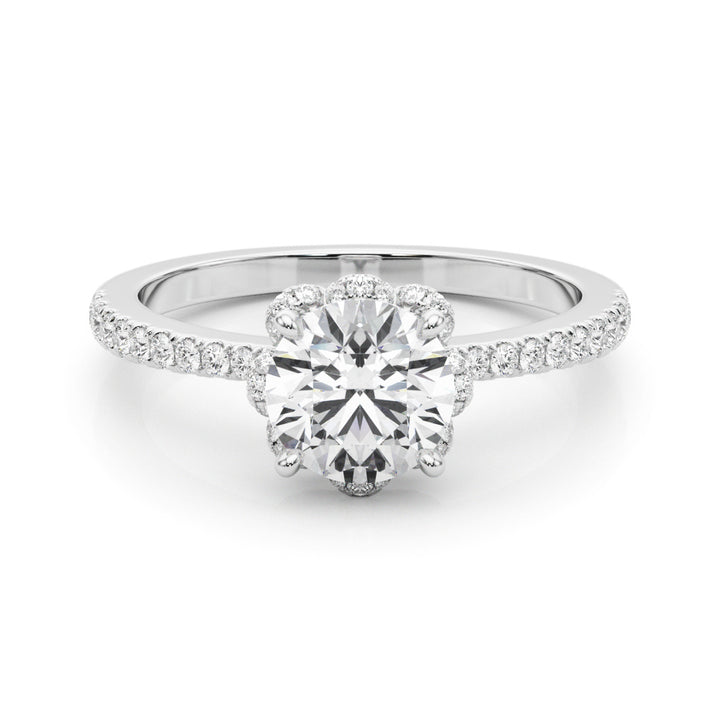 18K White Gold 1.25 ctw Round Diamond Halo Ring