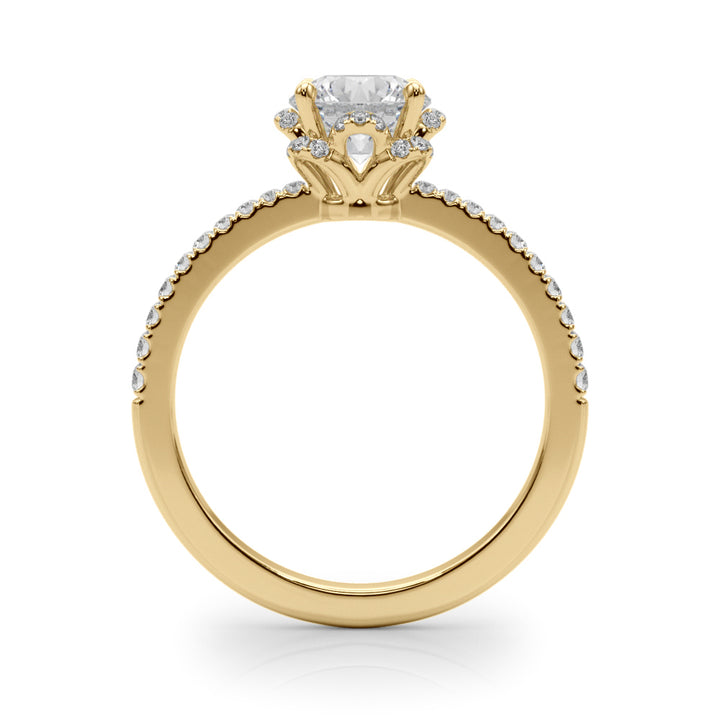 14K Yellow Gold Round Diamond Engagement Ring