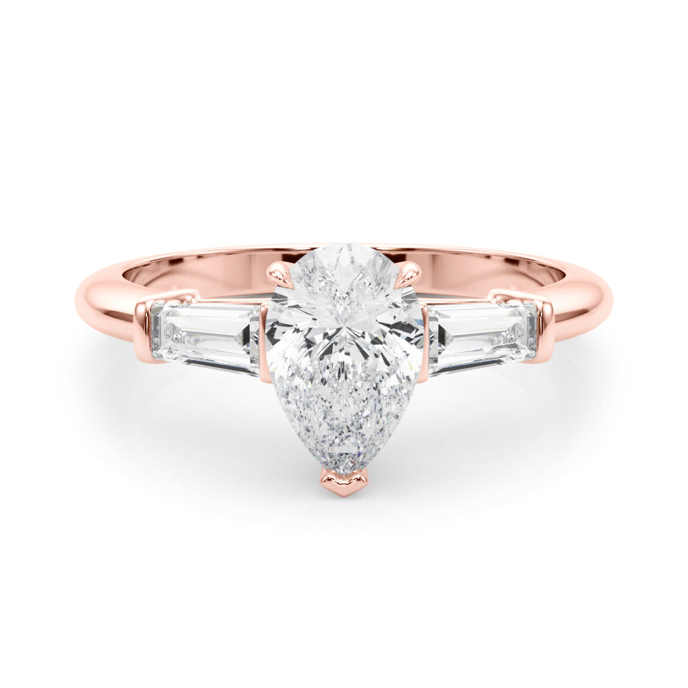 18K Rose Gold Taper Baguette Diamond Ring
