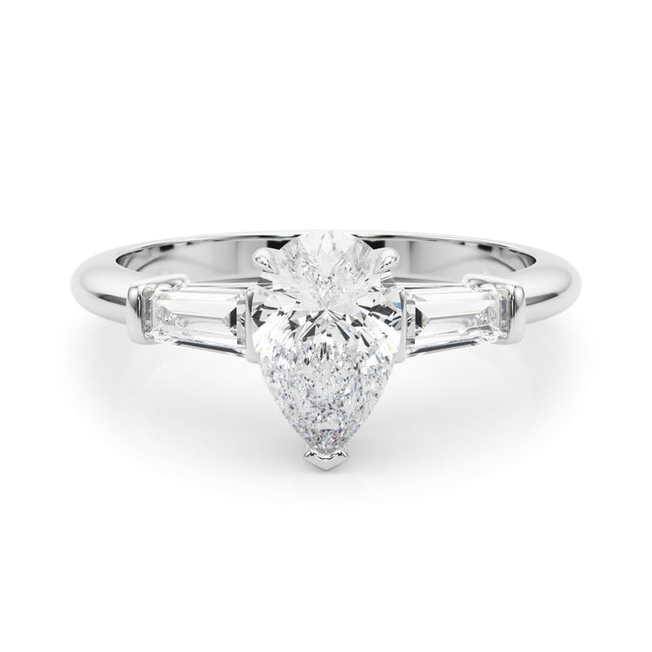 14K White Gold Diamond Engagement Ring with Side Stones
