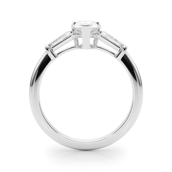 14K White Gold Diamond Engagement Ring with Side Stones