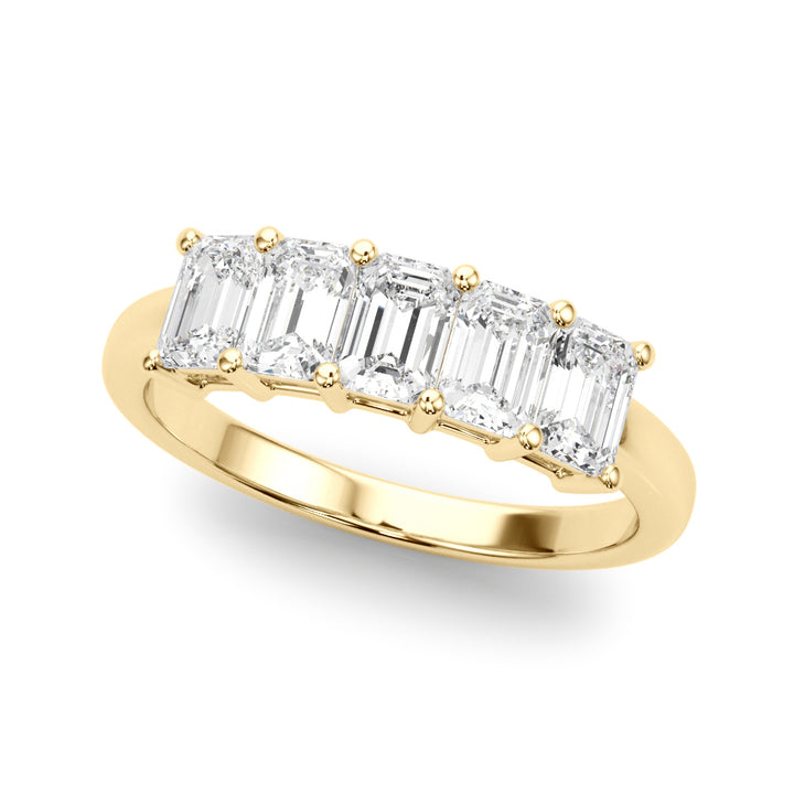 14K Yellow Gold Multi-Stone Emerald Diamond Ring