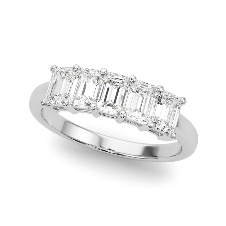 18K White Gold Emerald Diamond Wedding Ring