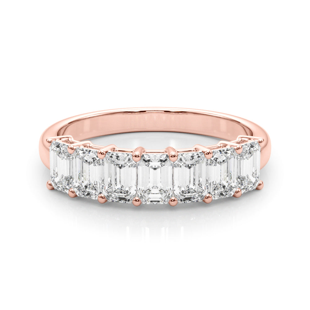 14K Rose Gold Multi-Stone Emerald Diamond Ring