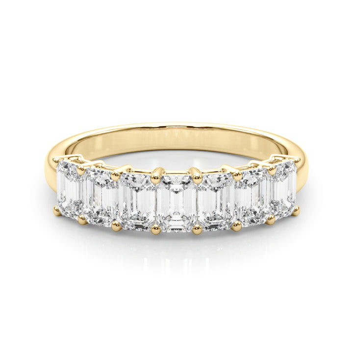 18K Yellow Gold Emerald Diamond Wedding Ring