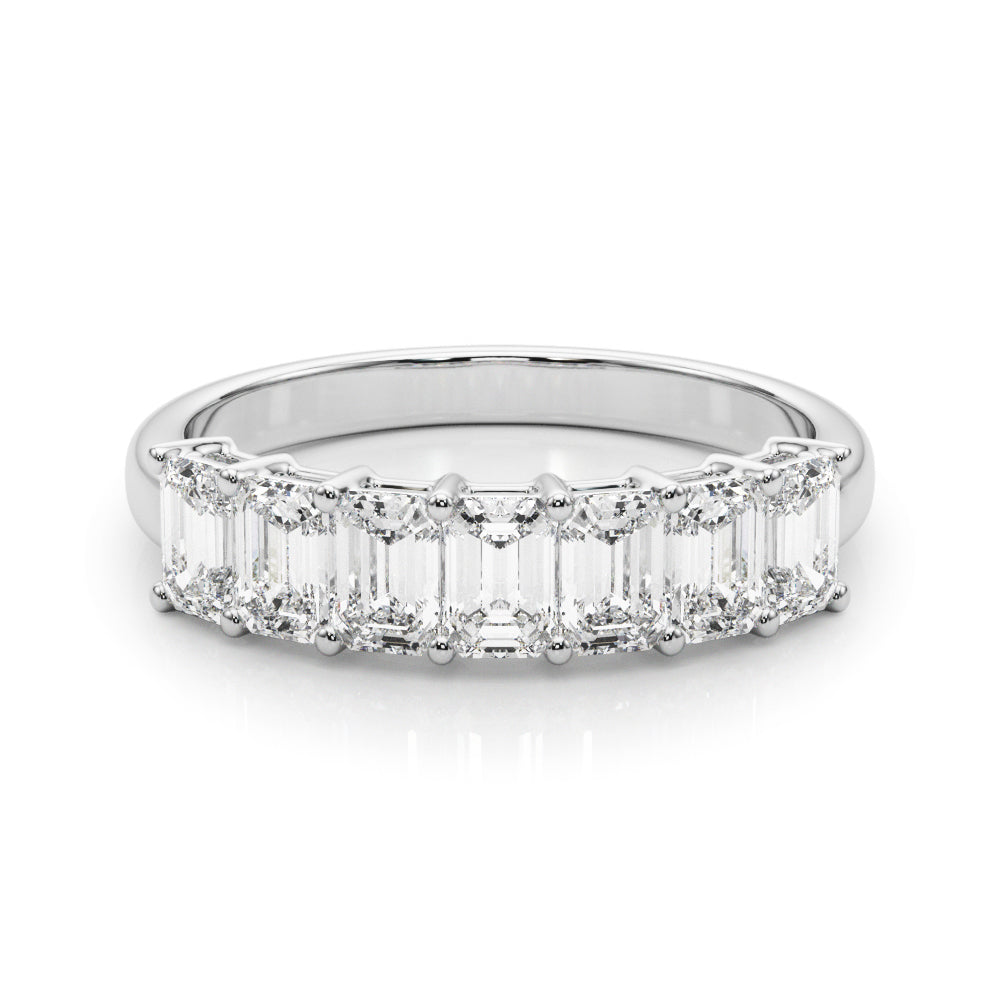 Platinum White Diamond Emerald Wedding Ring