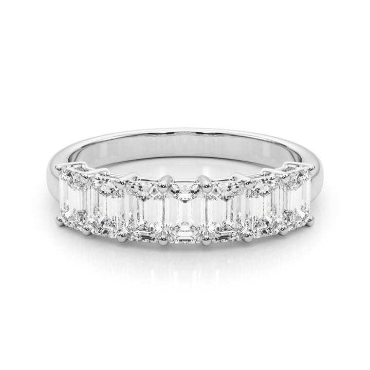 18K White Gold Multi-Diamond Emerald Cut Ring