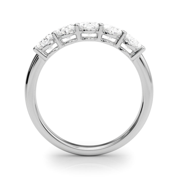 18K White Gold Oval Diamond 5-Stone Wedding Ring