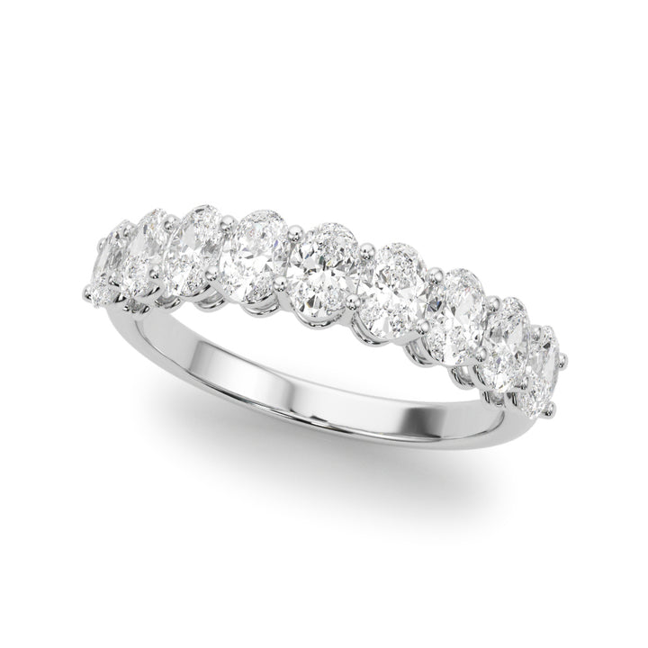 14K White Gold Oval Diamond Wedding Ring