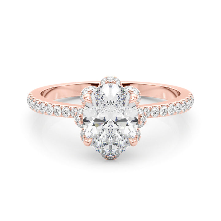 18K Rose Gold Diamond Oval Engagement Ring