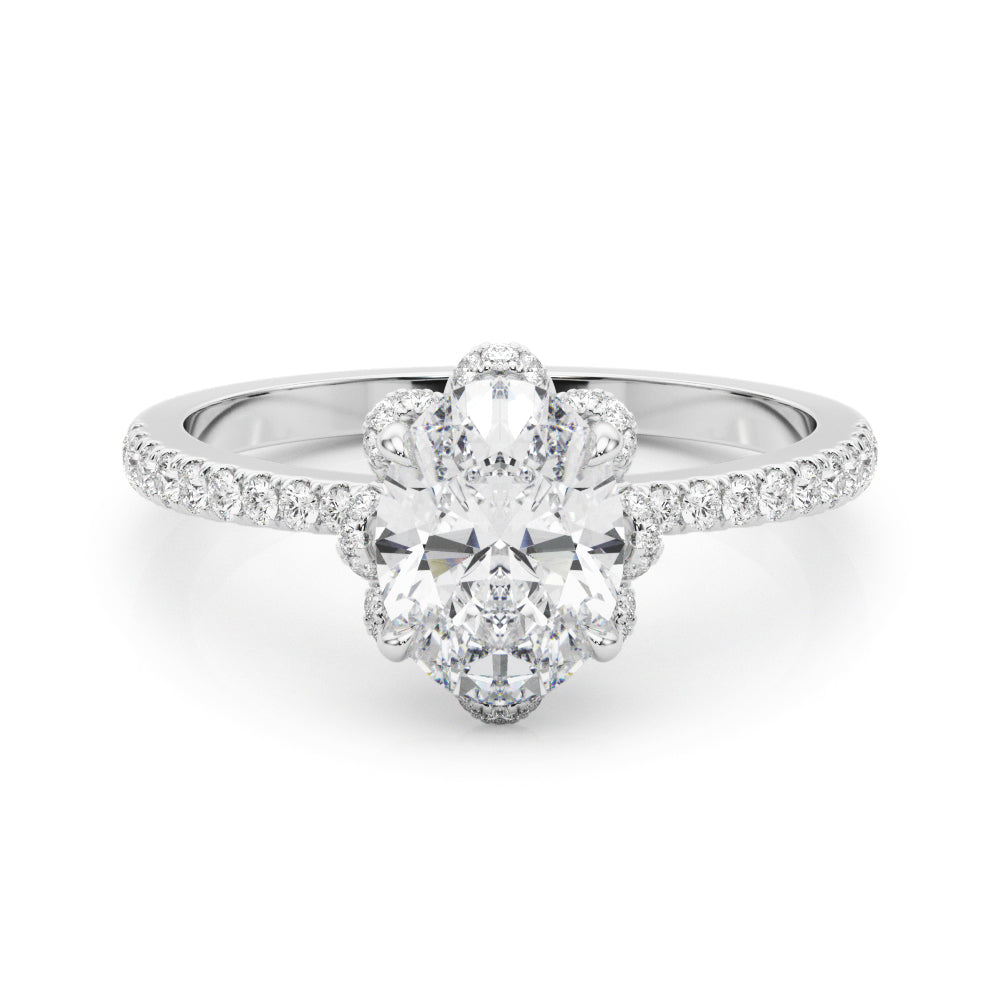 Platinum 1/4 CT Diamond Oval Engagement Ring