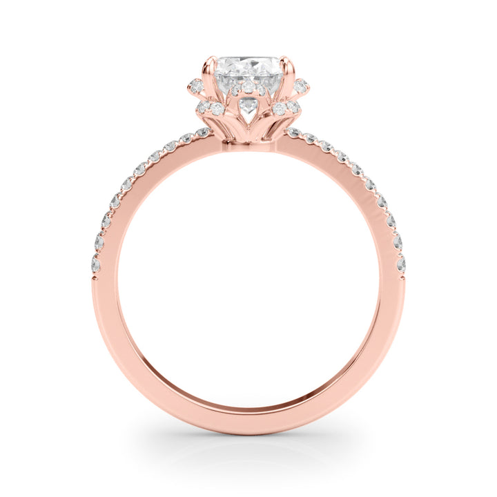 18K Rose Gold Diamond Oval Engagement Ring