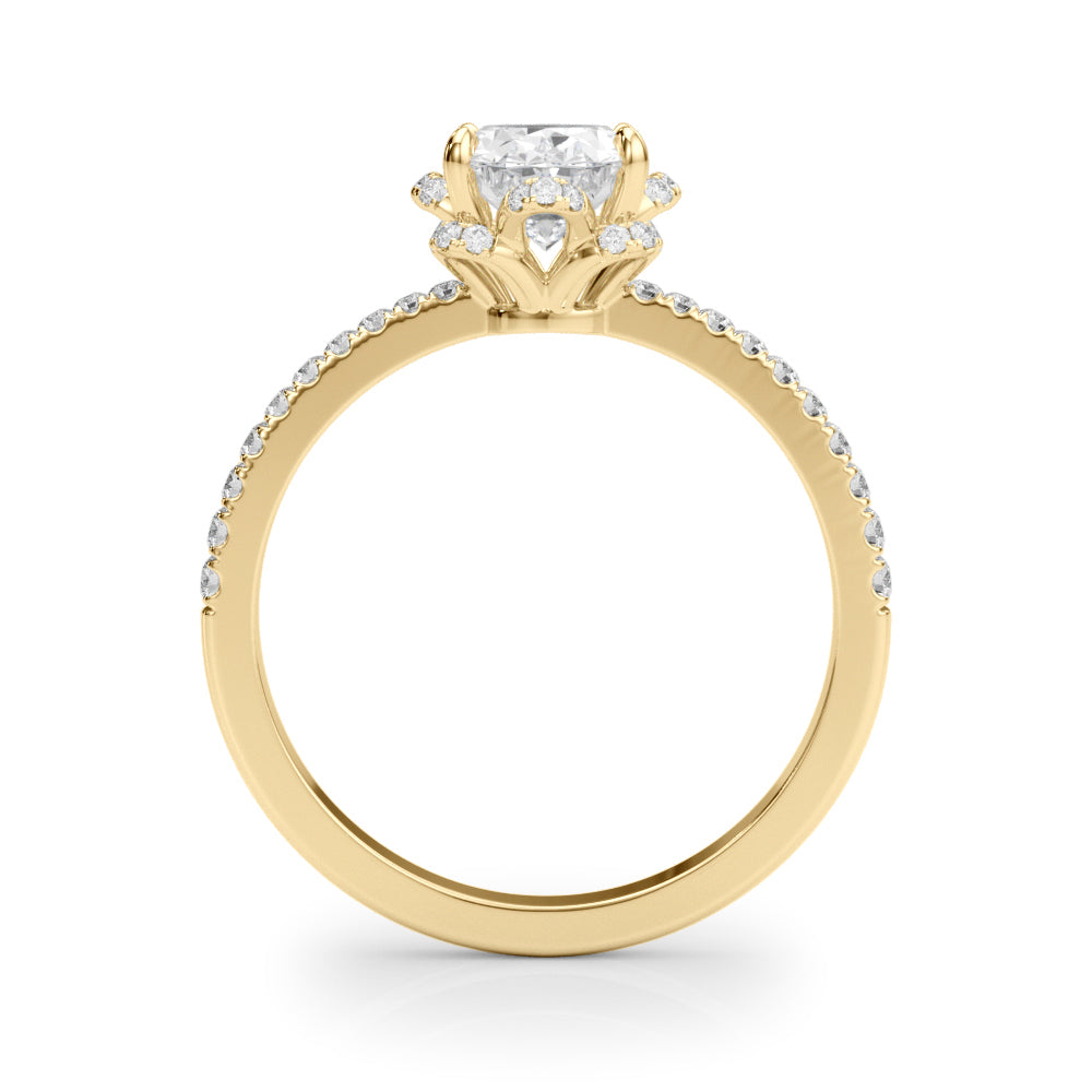 18K Yellow Gold Diamond Engagement Ring - Oval Center