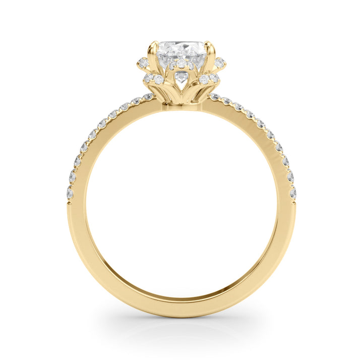 18K Yellow Gold Diamond Engagement Ring - Oval Center